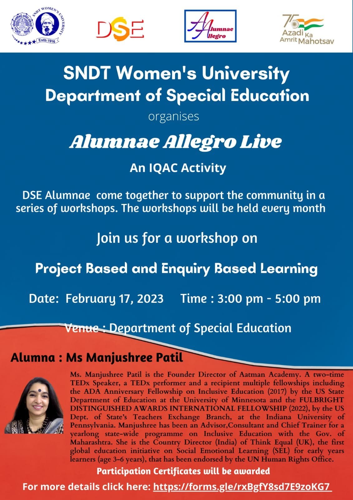 Alumnae Allegro- Workshop by Ms Manjushree Patil