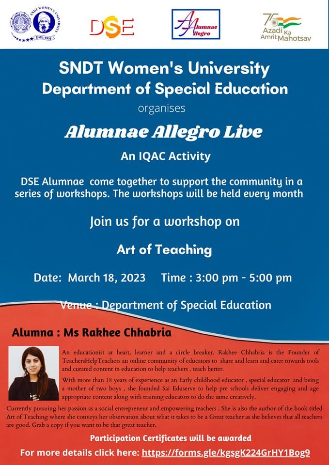 Alumnae Allegro – Workshop by Ms. Rakhee Chhabria