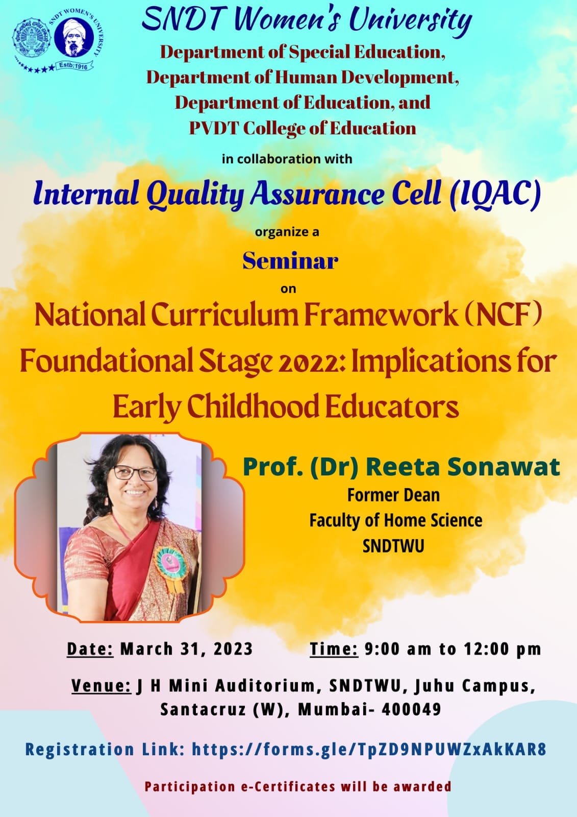 Seminar on NCF- Foundational years by prof. Reeta Sonawat