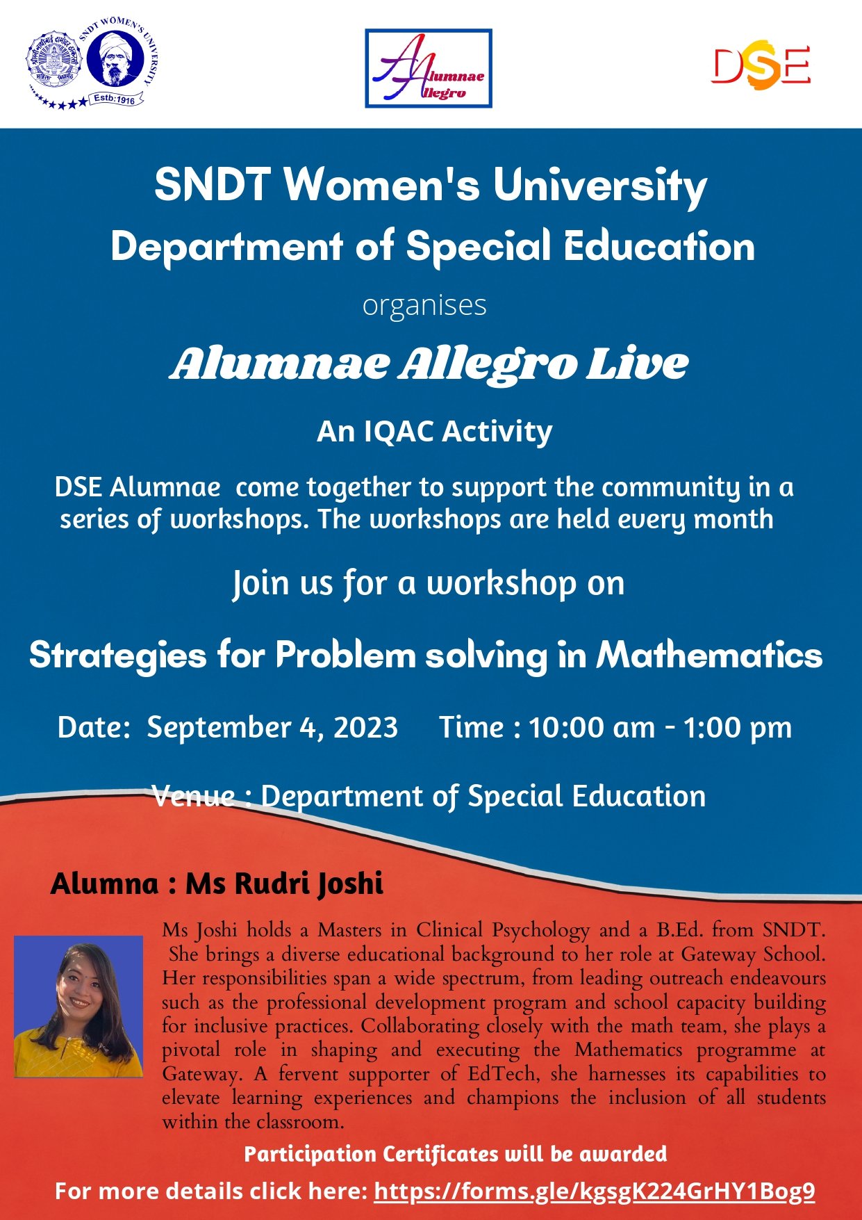 Alumnae Allegro- Workshop By Ms Rudri Joshi